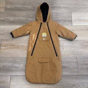 Carhartt Quick Duck Baby Boy Bunting 12 Month Quilted Brown Tan Zip NEW Read Des